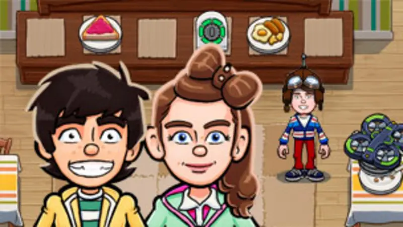 Ben, Alison and Charlie tackling the breakfast. 