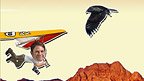 Steve Backshall in Deadly Dash 2 hang-gliding and avoiding a bird of prey