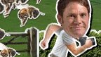 Steve Backshall running from a swarm of bees.